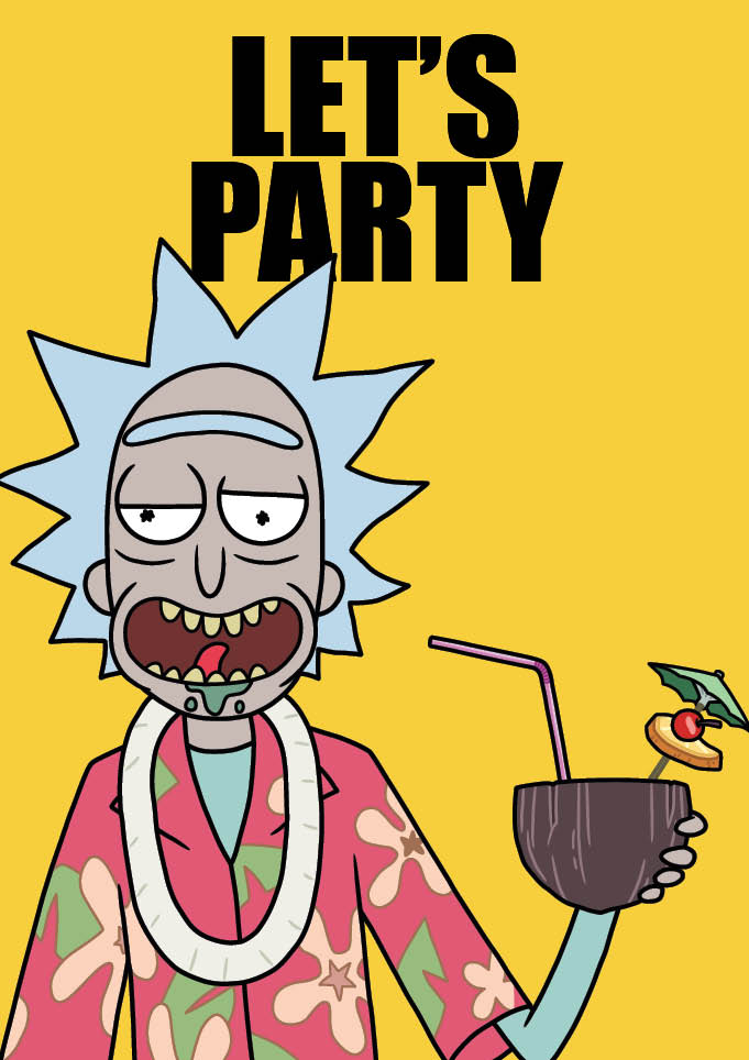 Rick and Morty Let's Party - Greeting Card